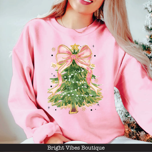 Sparkly Pink Coquette Bow Sweatshirt